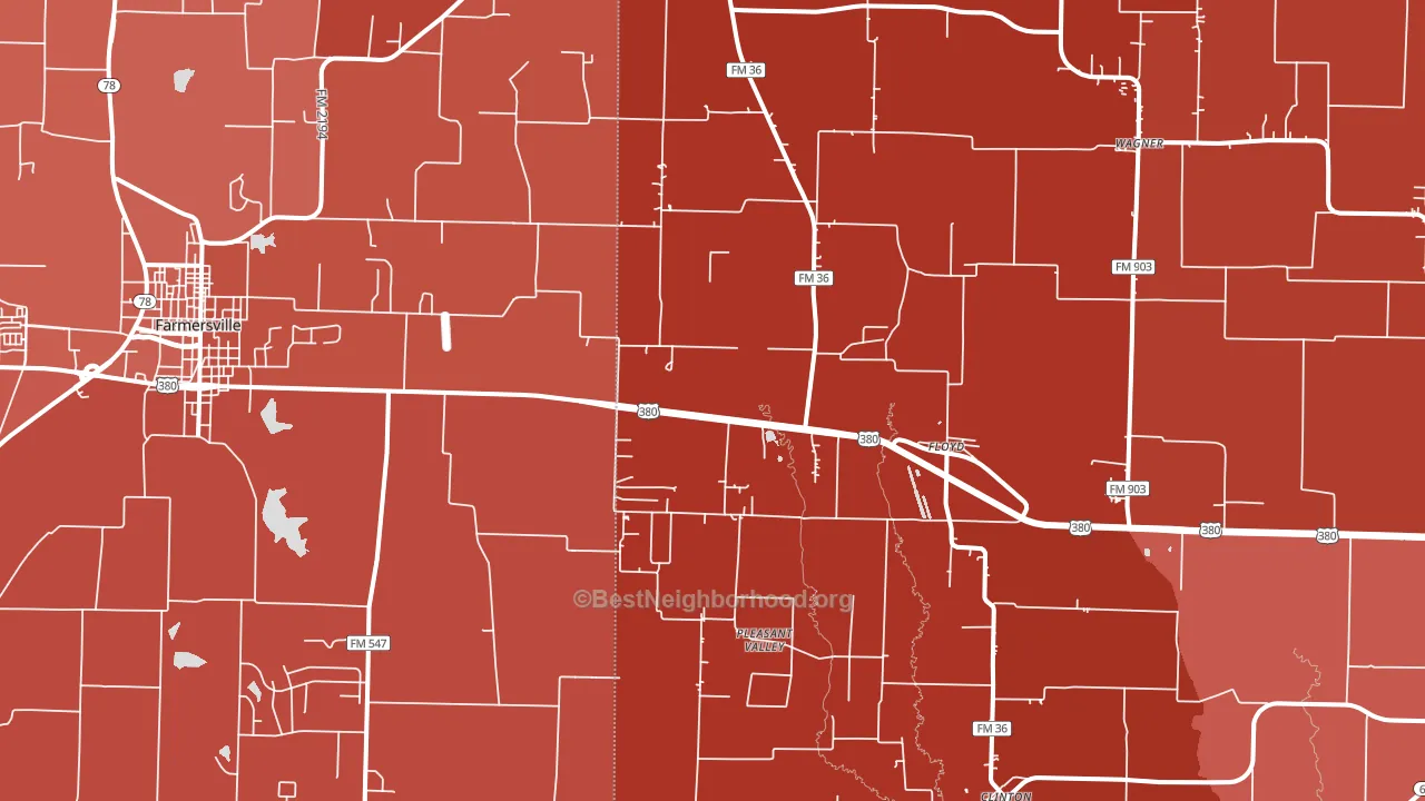 Floyd, TX block-group political-lean map
