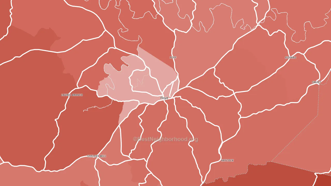Floyd, VA block-group political-lean map
