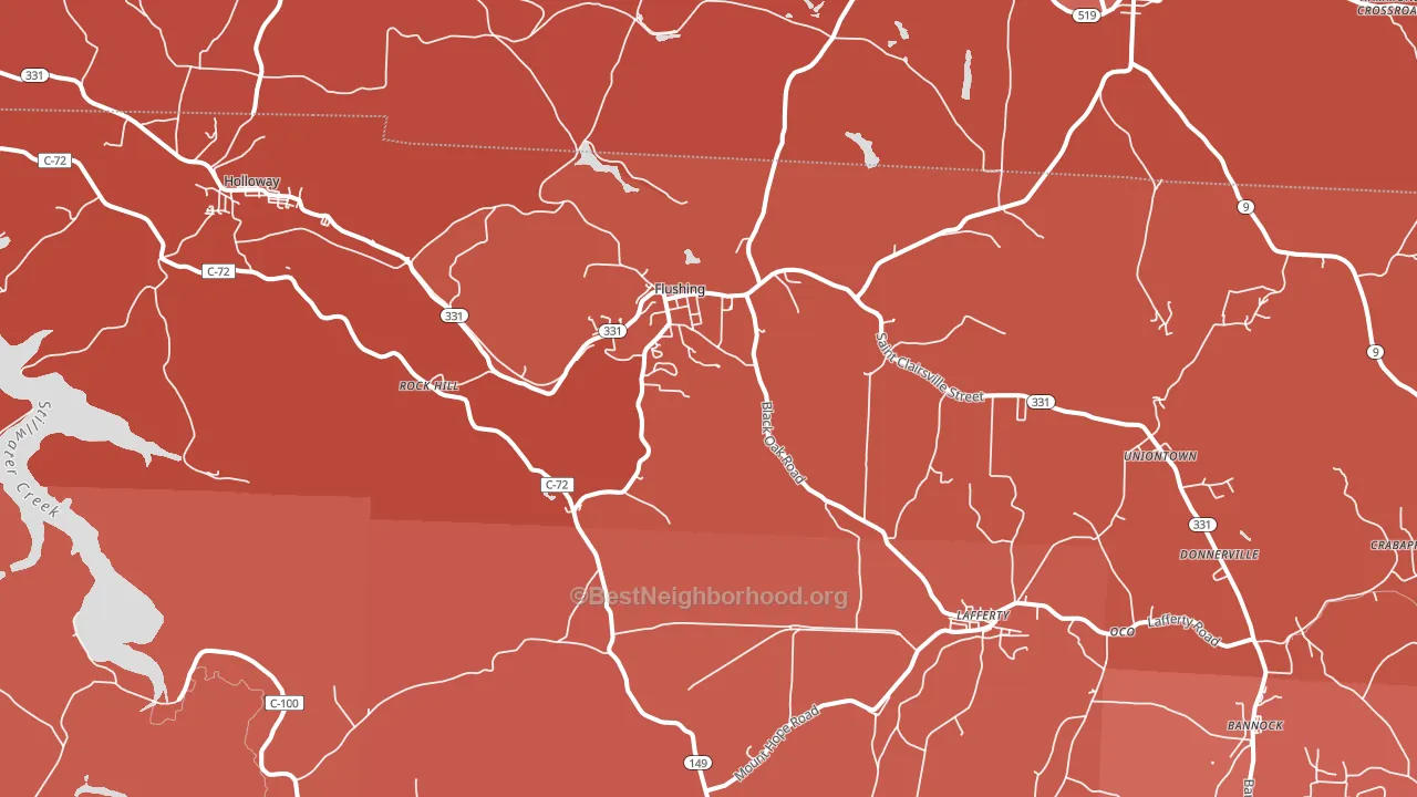 Flushing, OH block-group political-lean map