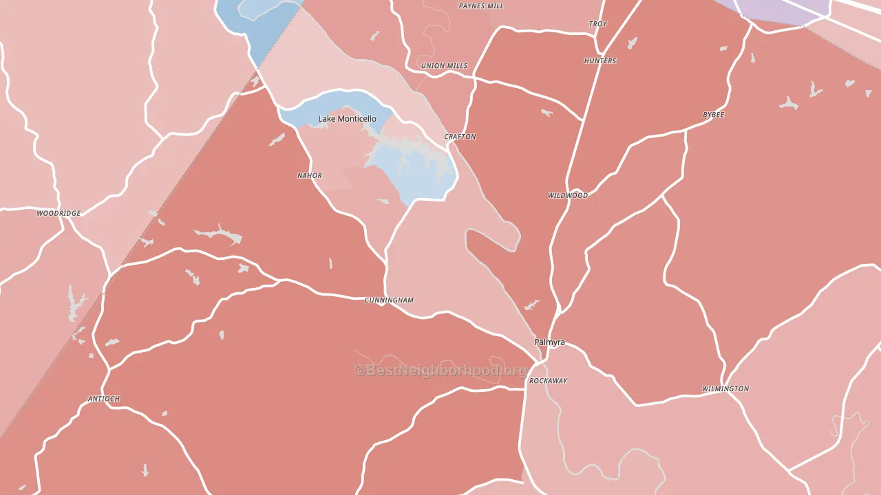 Fluvanna County, VA block-group political-lean map