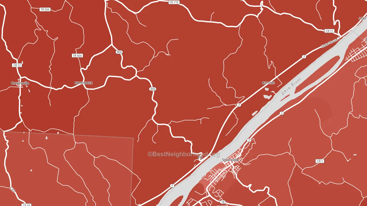 Fly, OH block-group political-lean map