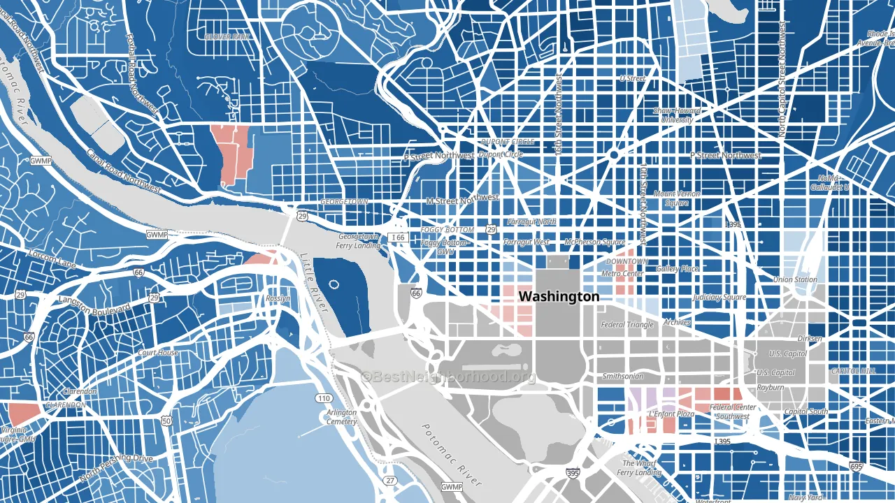 Foggy Bottom, Washington, DC block-group political-lean map