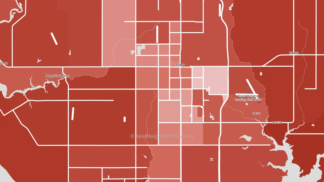 Foley, AL block-group political-lean map