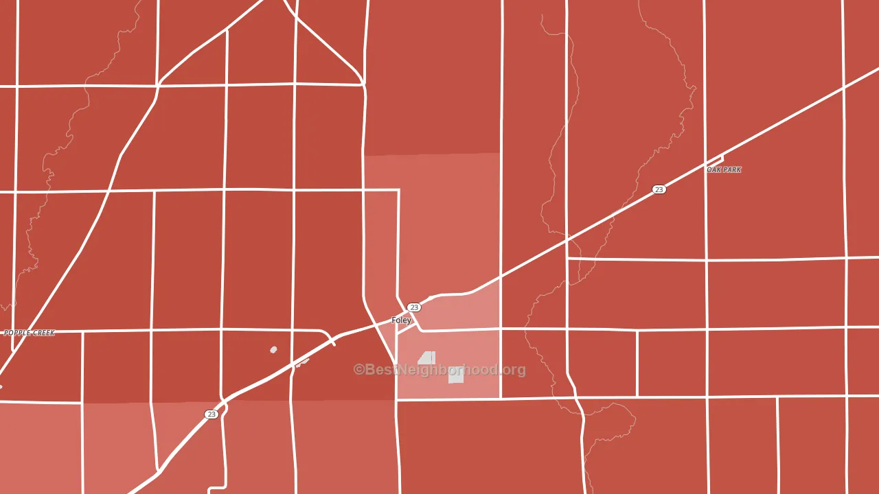 Foley, MN block-group political-lean map