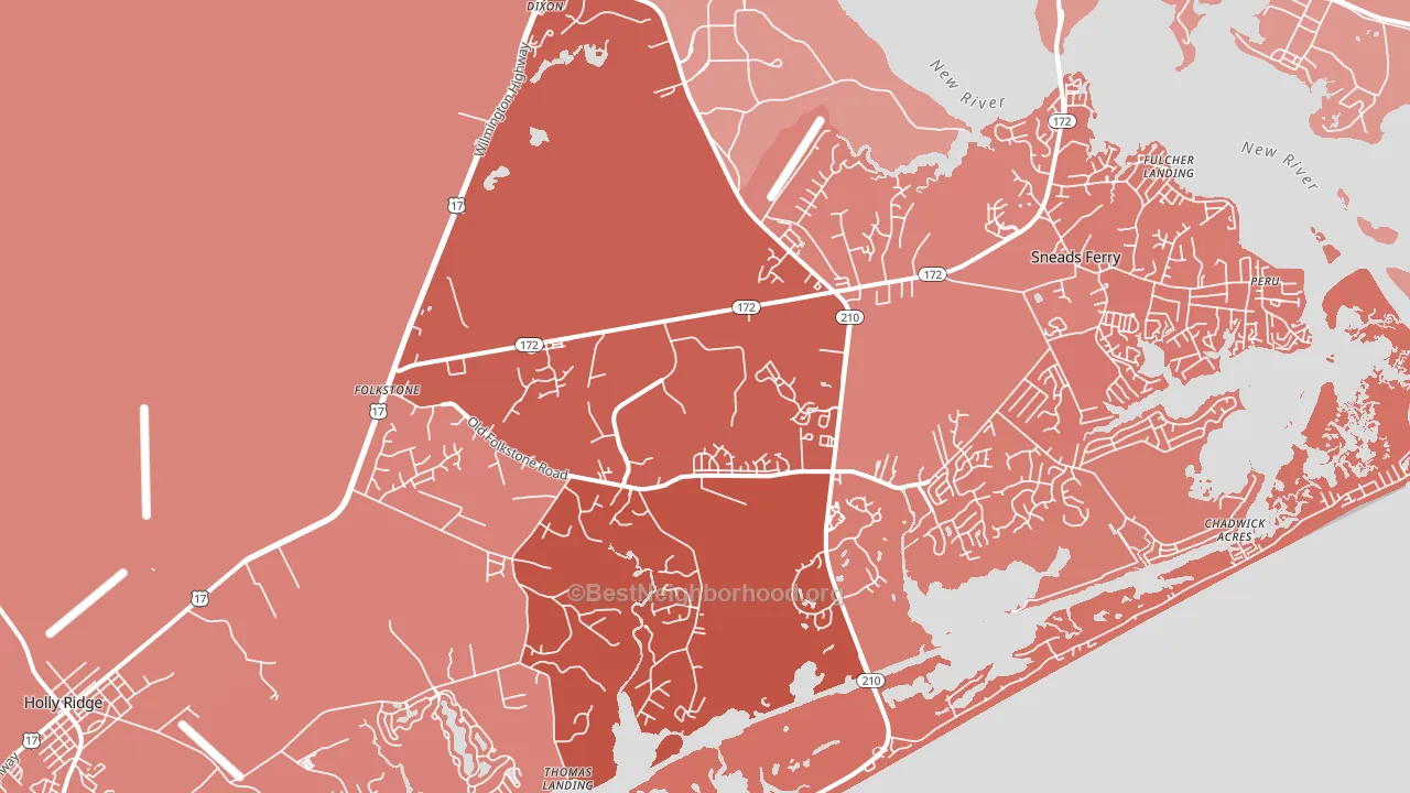 Folkstone, NC block-group political-lean map