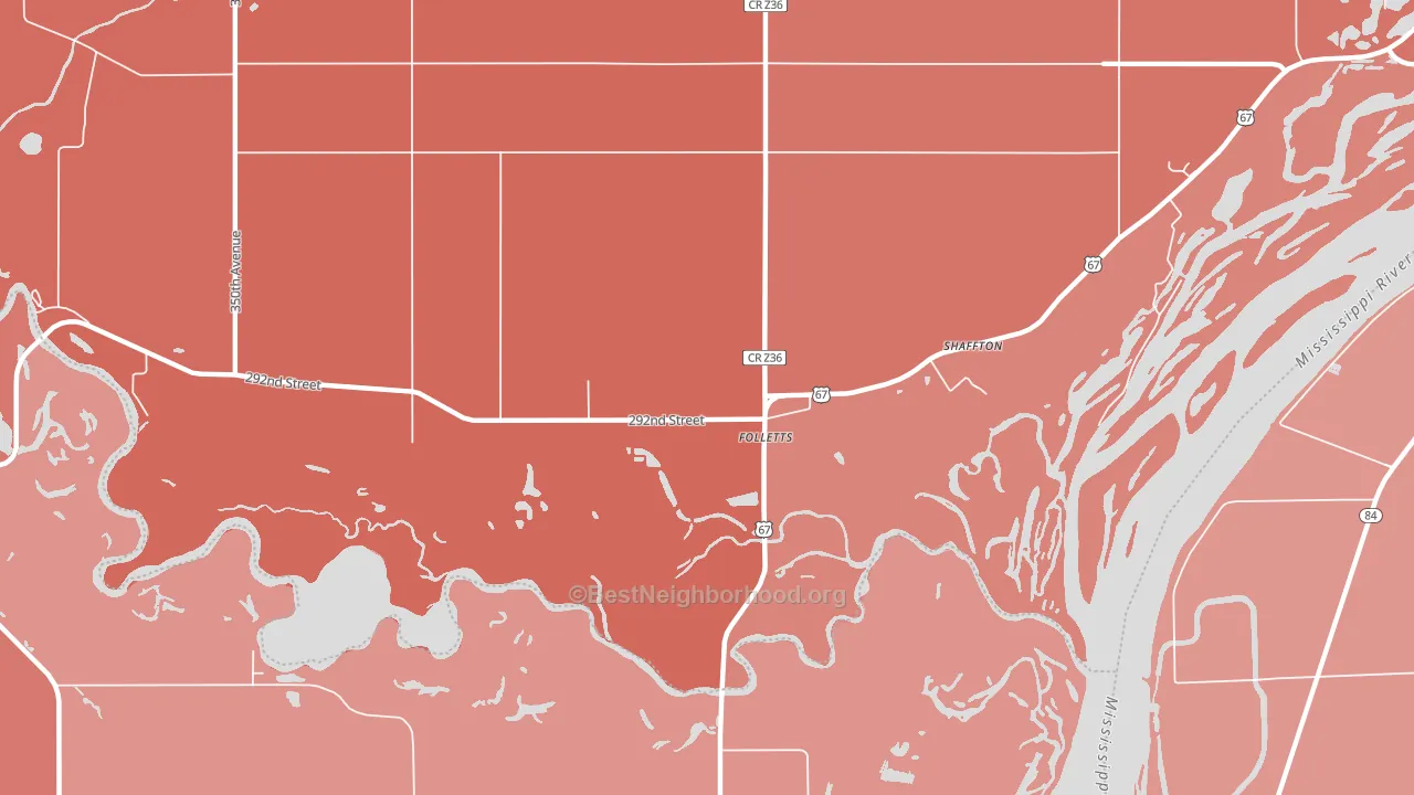 Folletts, IA block-group political-lean map