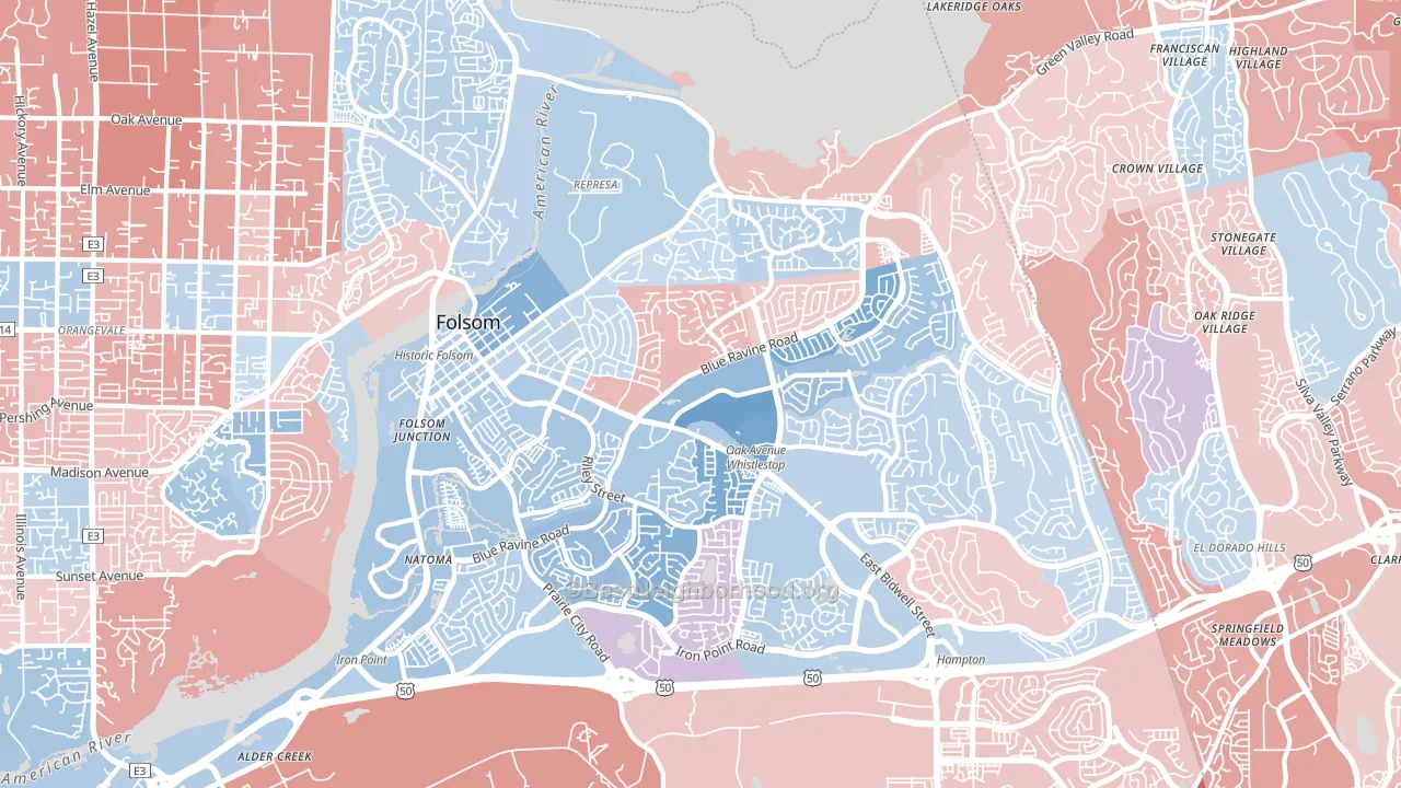 Folsom, CA block-group political-lean map