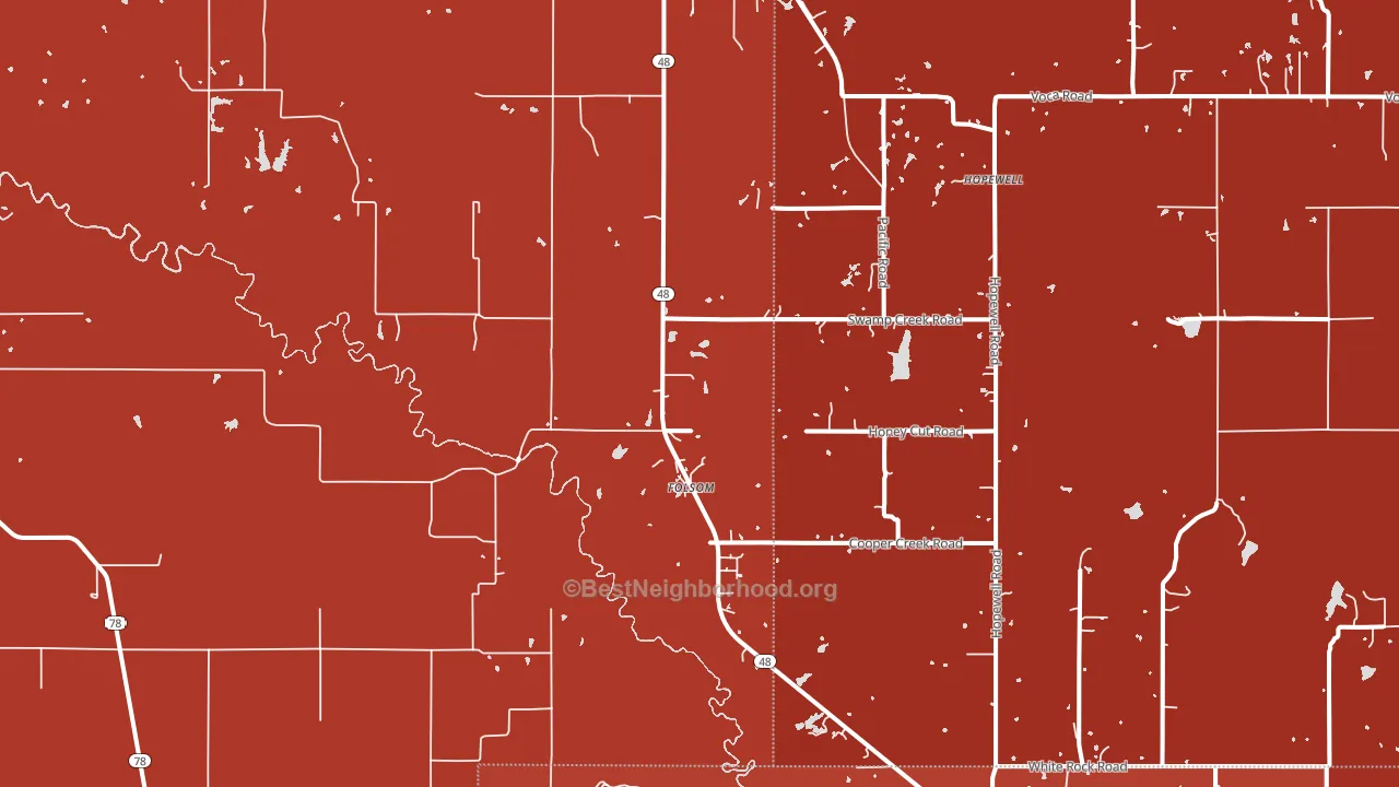 Folsom, OK block-group political-lean map