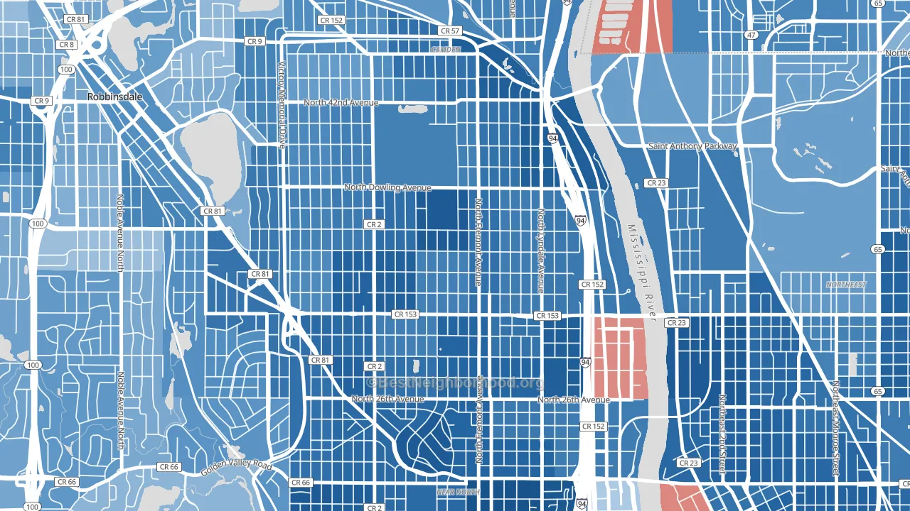 Folwell, Minneapolis, MN block-group political-lean map