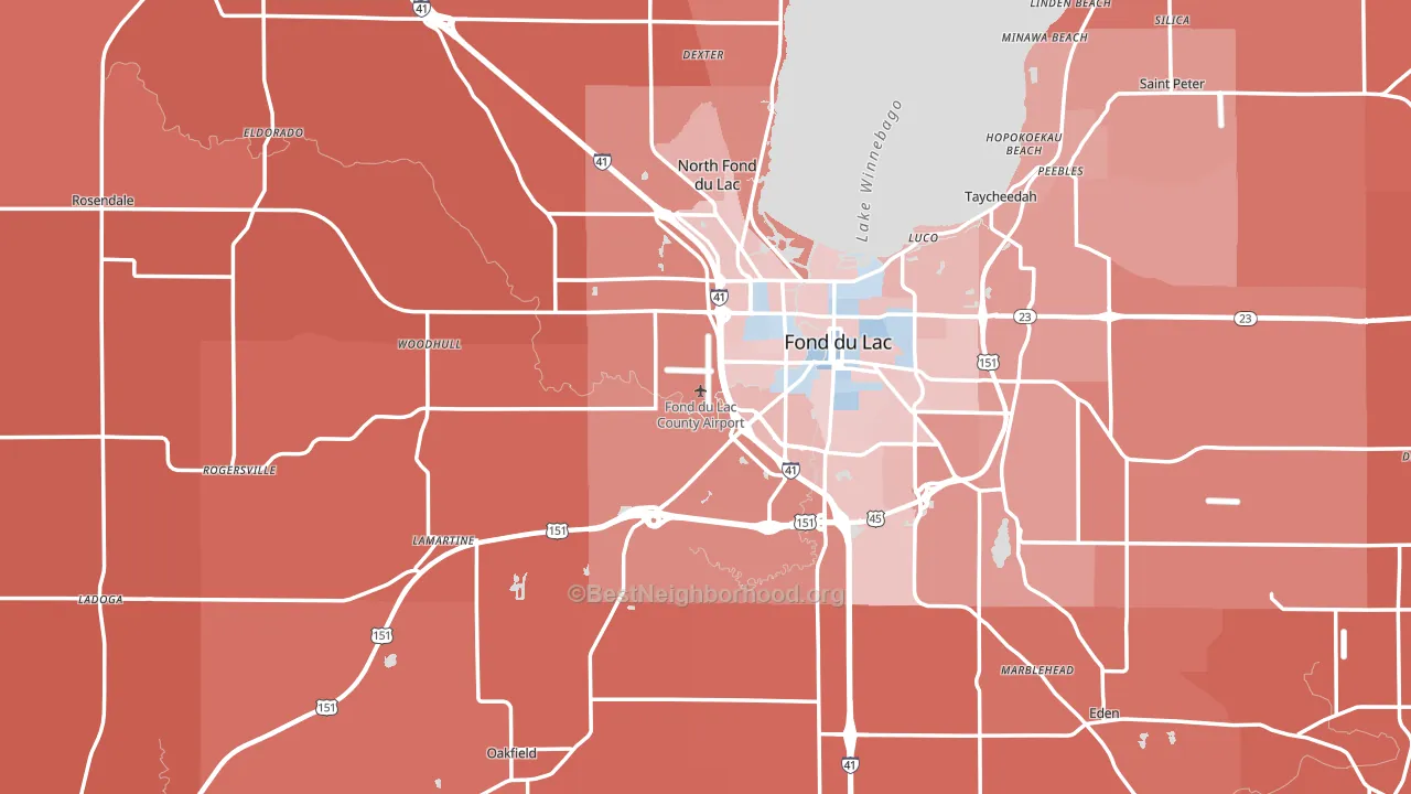 Fond du Lac County, WI block-group political-lean map