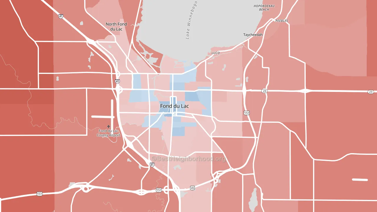 Fond Du Lac, WI block-group political-lean map