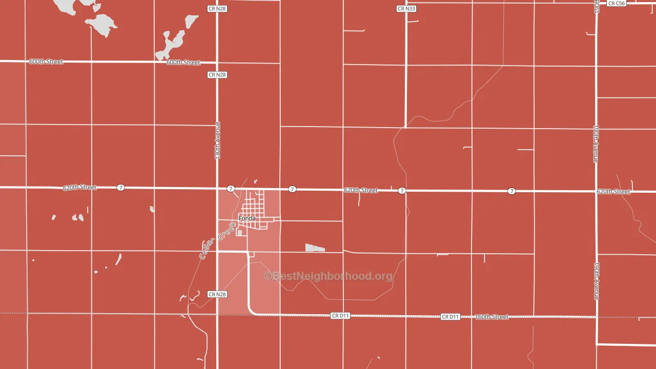 Fonda, IA block-group political-lean map
