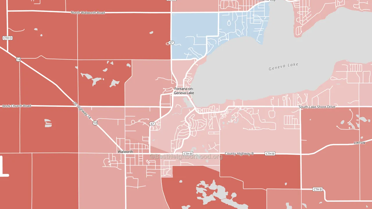 Fontana-on-Geneva Lake, WI block-group political-lean map