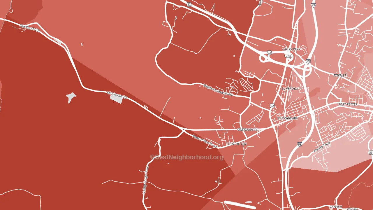 Foot of Ten, PA block-group political-lean map