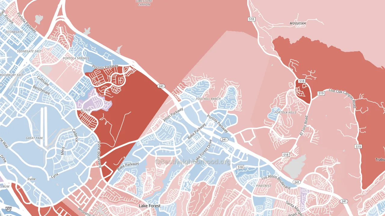 Foothill Ranch, CA block-group political-lean map