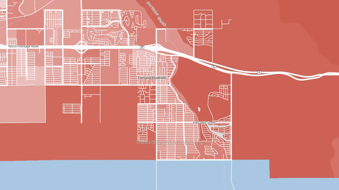 Foothills, Fortuna Foothills, AZ block-group political-lean map