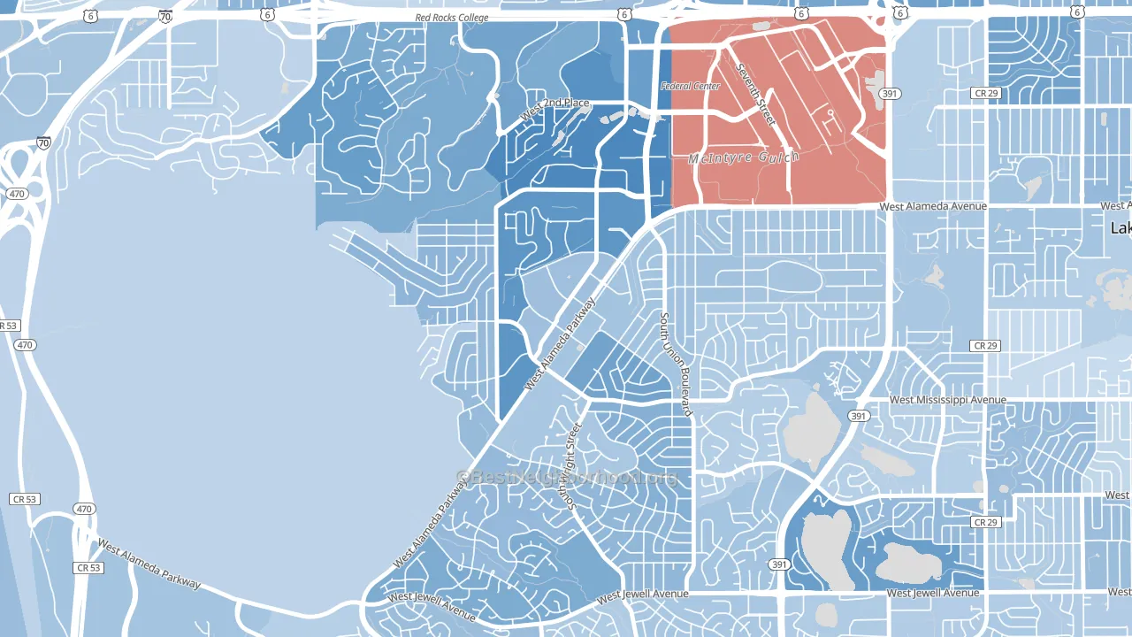 Foothills, Lakewood, CO block-group political-lean map