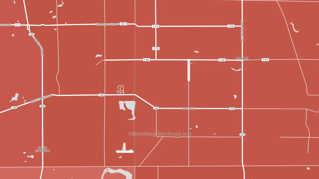 Footville, OH block-group political-lean map