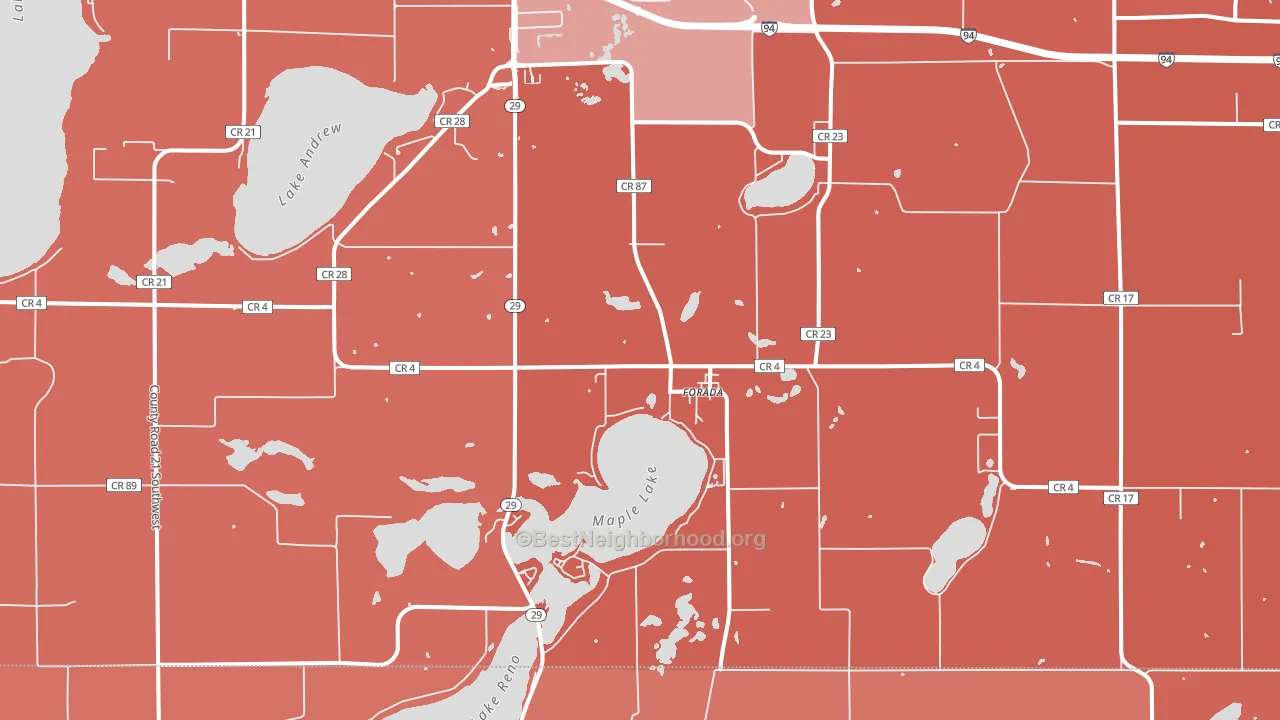 Forada, MN block-group political-lean map