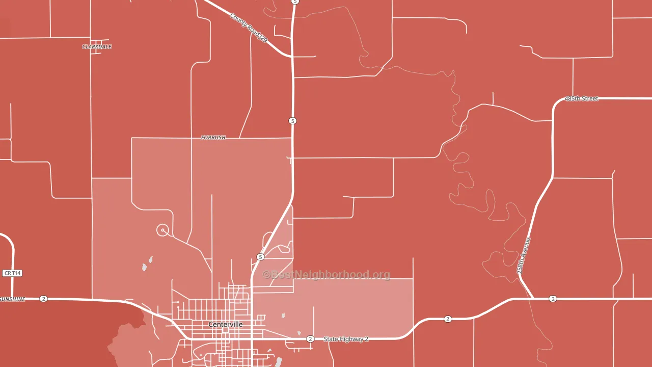 Forbush, IA block-group political-lean map