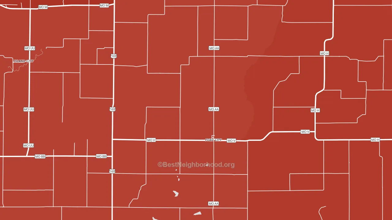 Ford City, MO block-group political-lean map