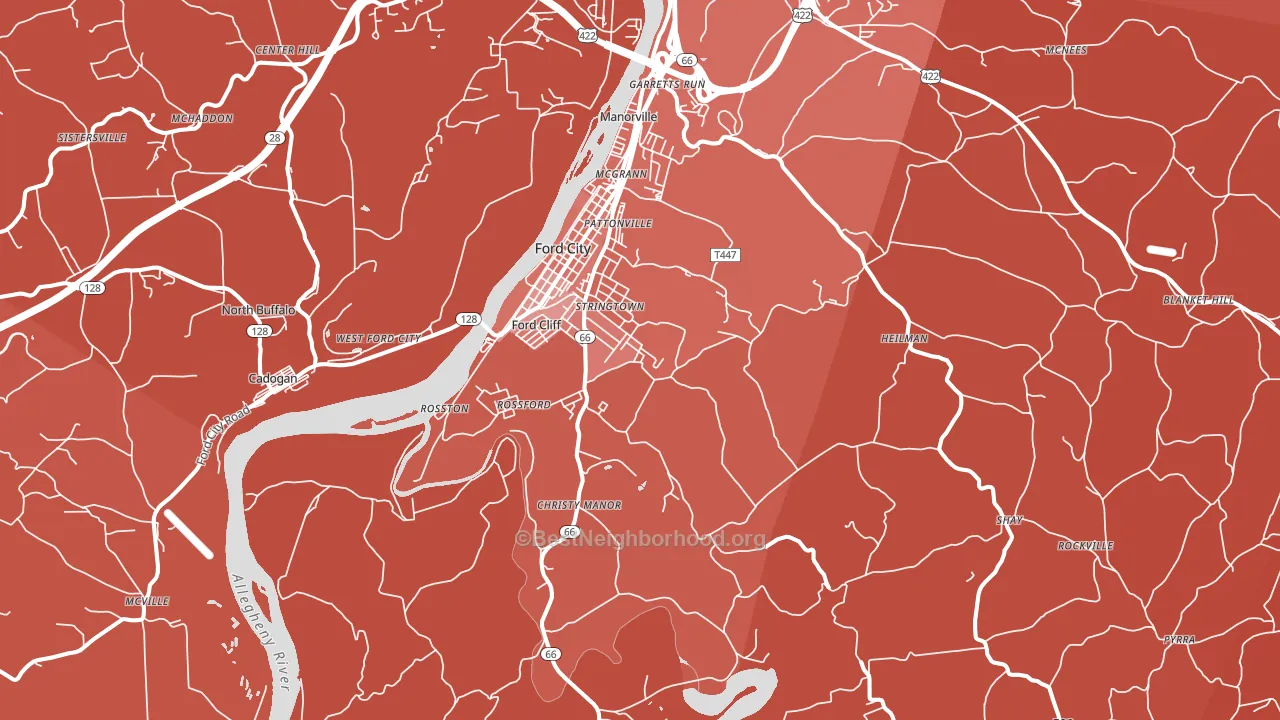Ford City, PA block-group political-lean map