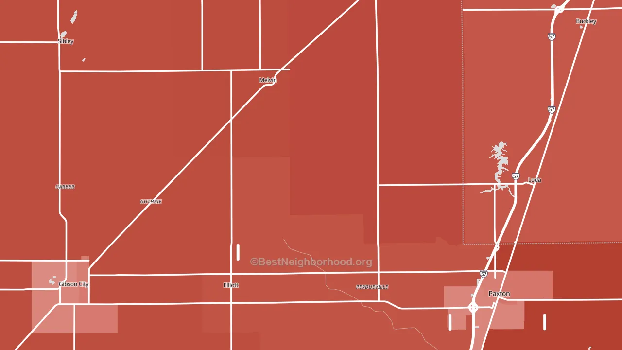 Ford County, IL block-group political-lean map