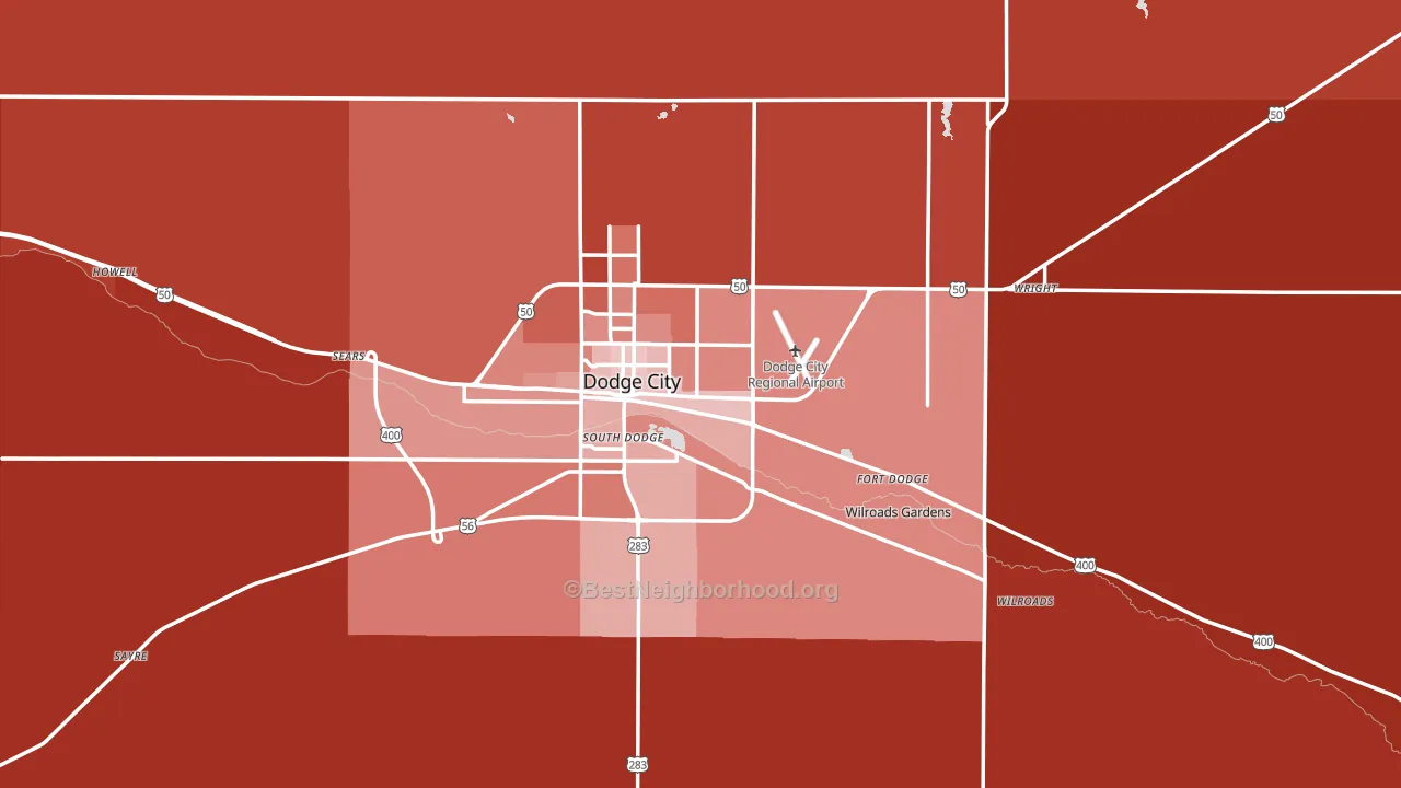 Ford County, KS block-group political-lean map