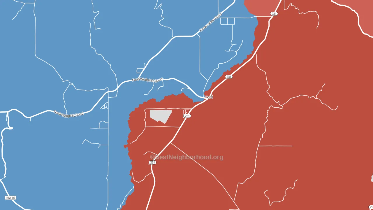 Ford, WA block-group political-lean map