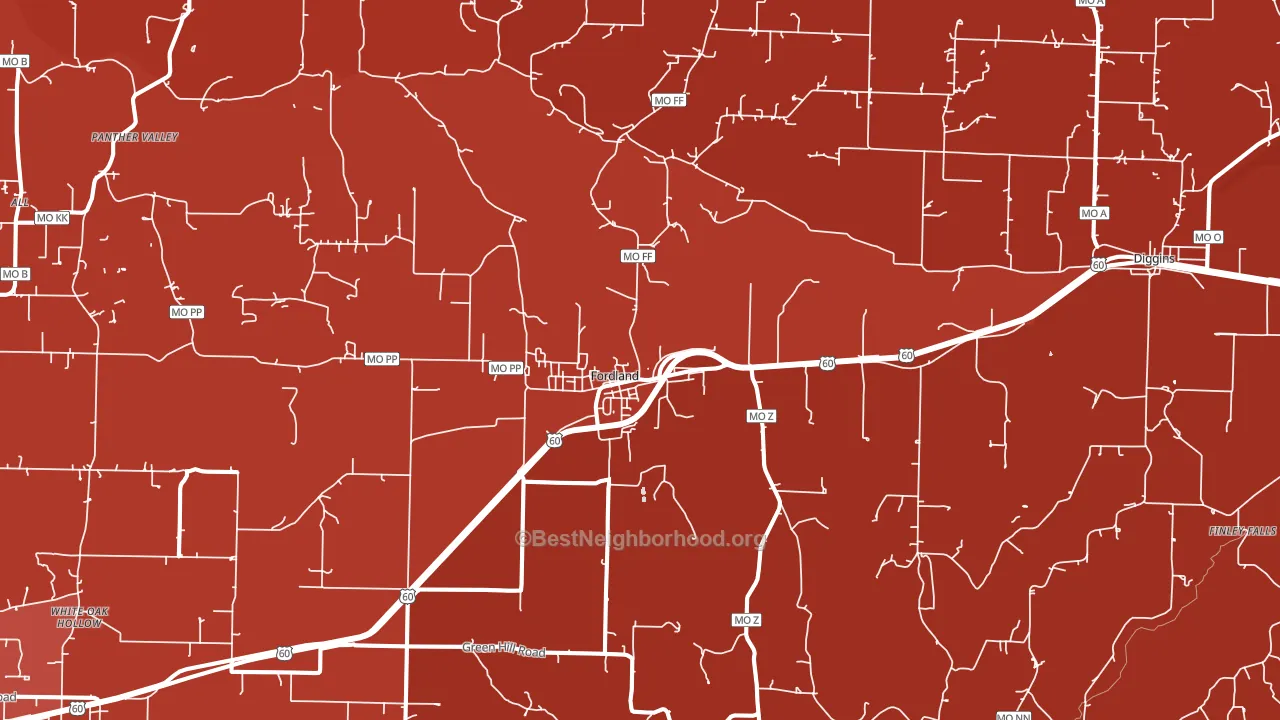 Fordland, MO block-group political-lean map