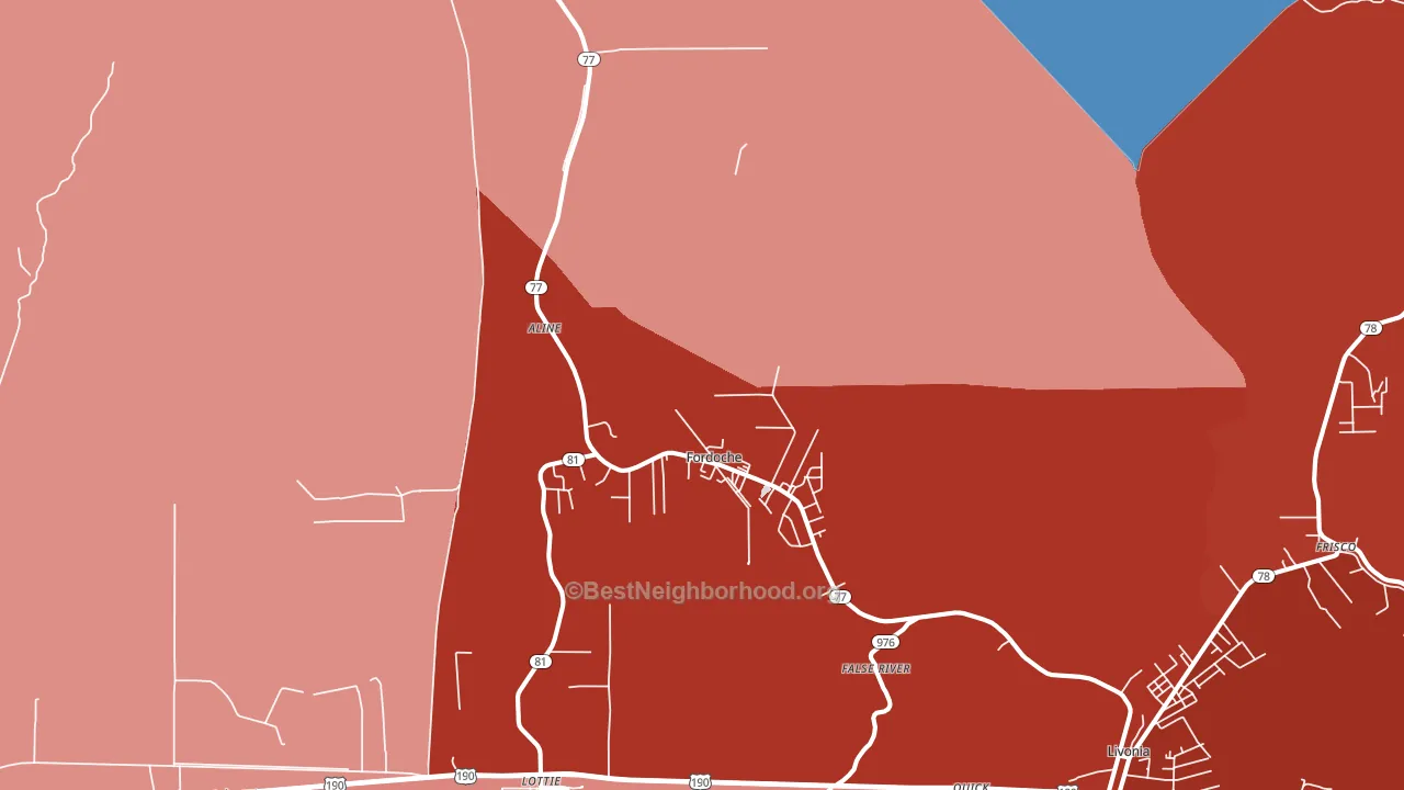 Fordoche, LA block-group political-lean map