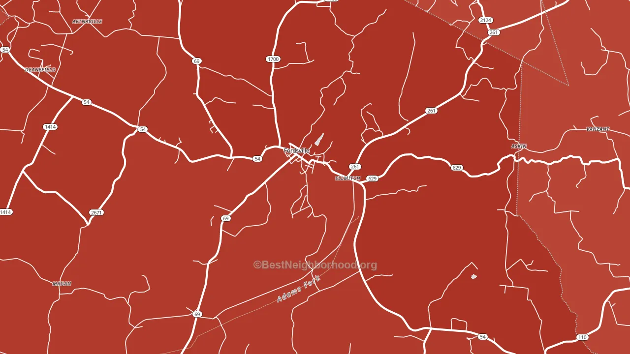Fordsville, KY block-group political-lean map
