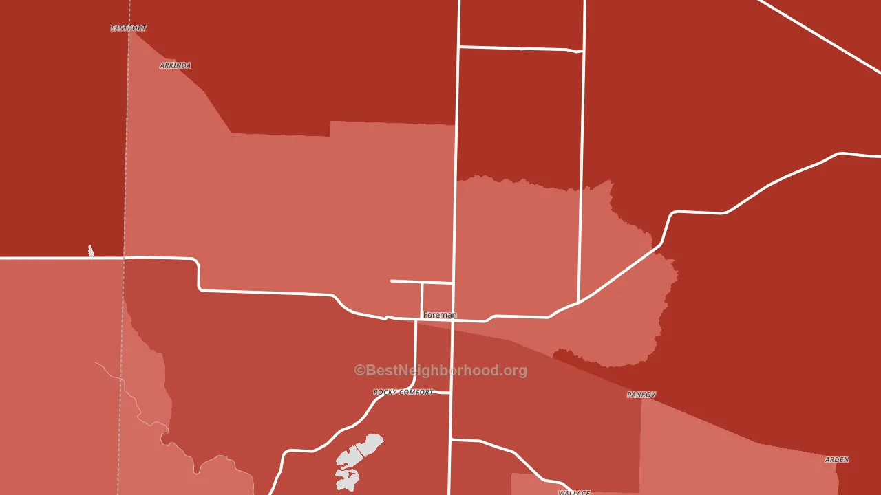 Foreman, AR block-group political-lean map