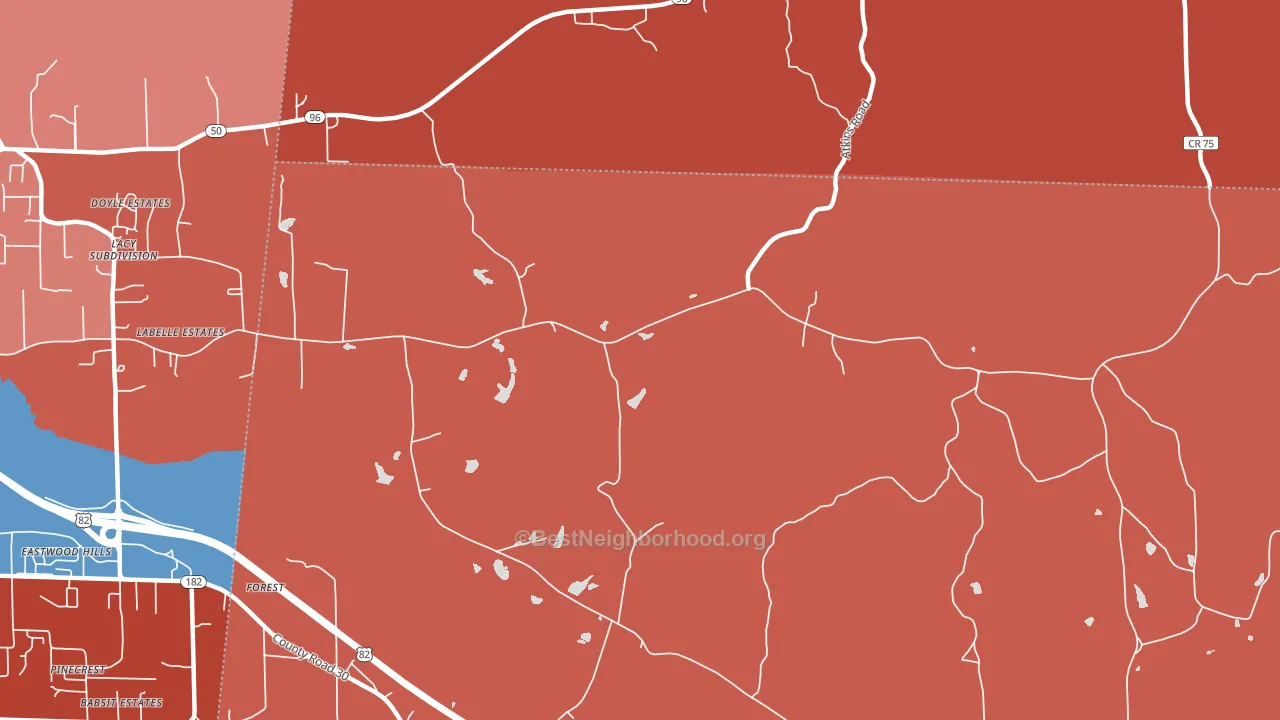Forest, AL block-group political-lean map
