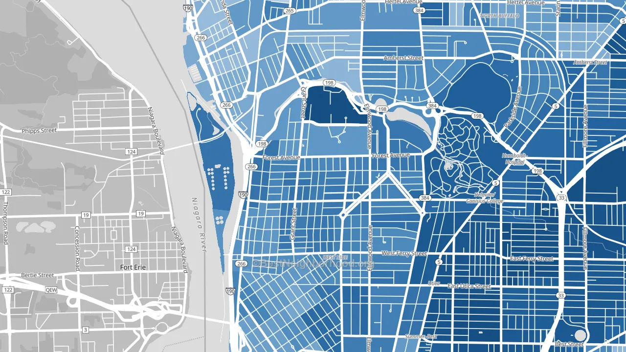 Forest, Buffalo, NY block-group political-lean map
