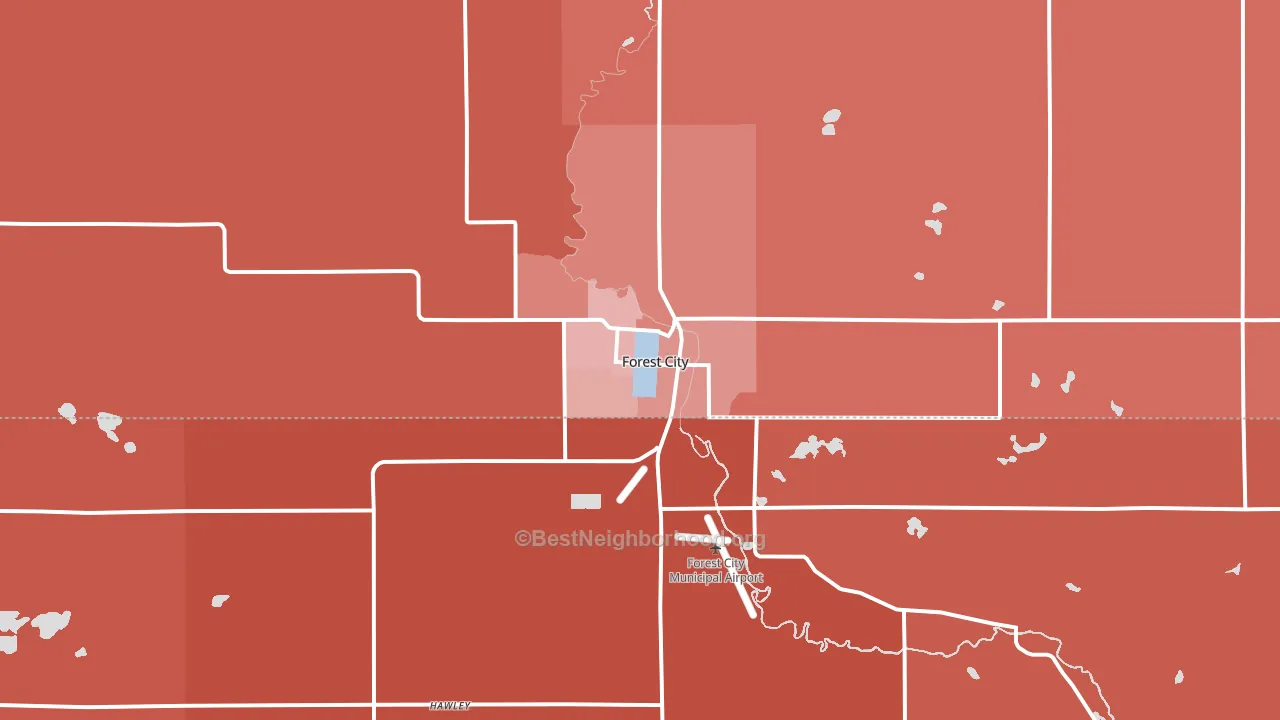Forest City, IA block-group political-lean map