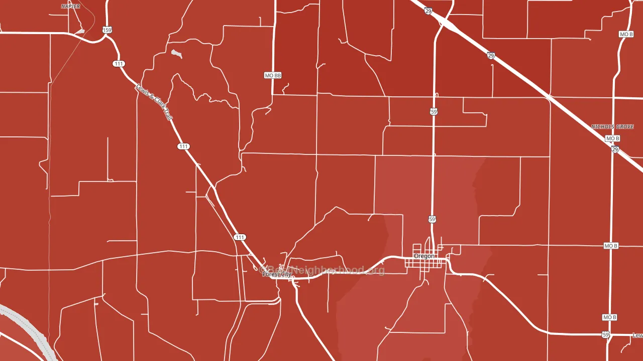 Forest City, MO block-group political-lean map