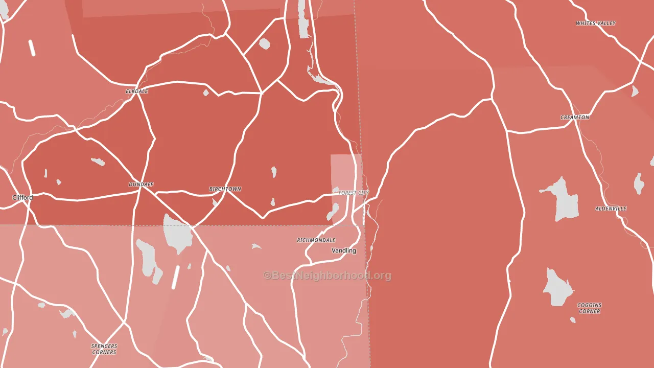 Forest City, PA block-group political-lean map