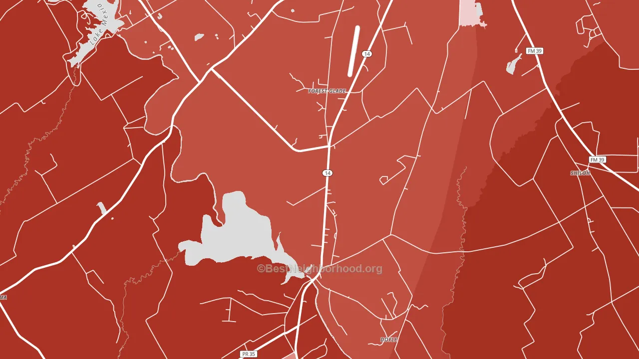 Forest Glade, TX block-group political-lean map