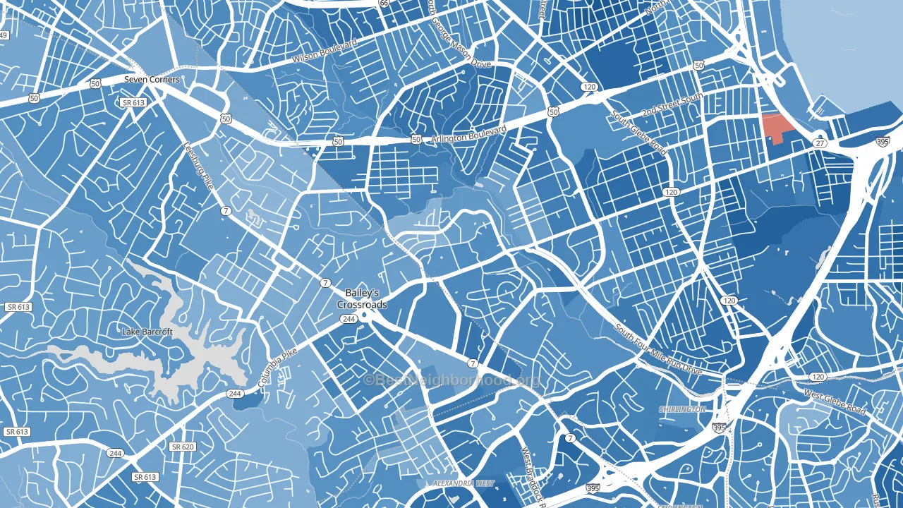 Forest Glen, Arlington, VA block-group political-lean map