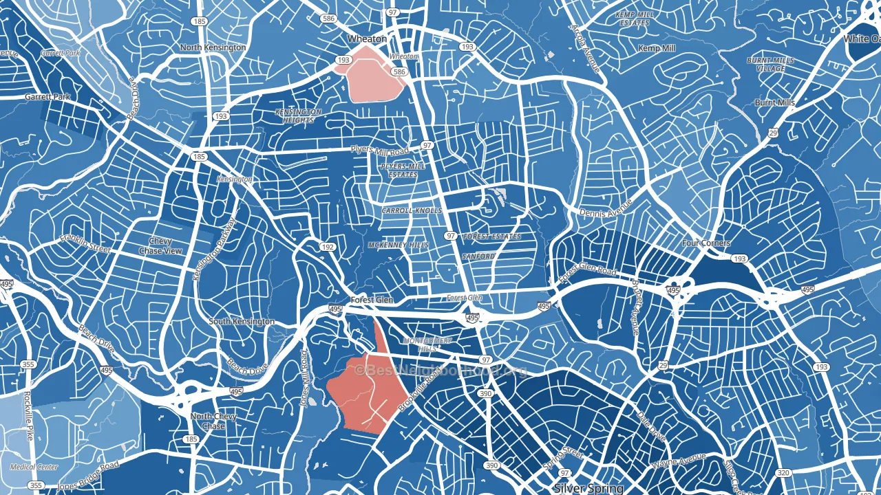 Forest Glen, Silver Spring, MD block-group political-lean map