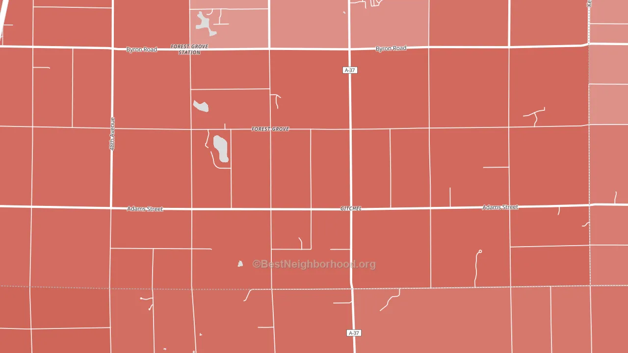 Forest Grove, MI block-group political-lean map