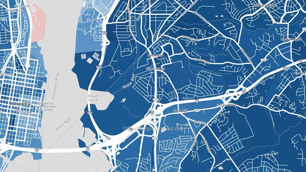 Forest Heights, MD block-group political-lean map