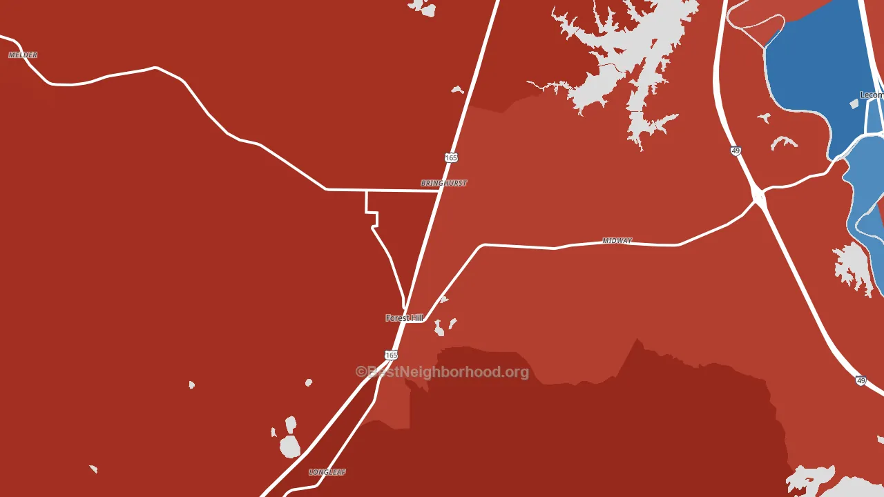 Forest Hill, LA block-group political-lean map