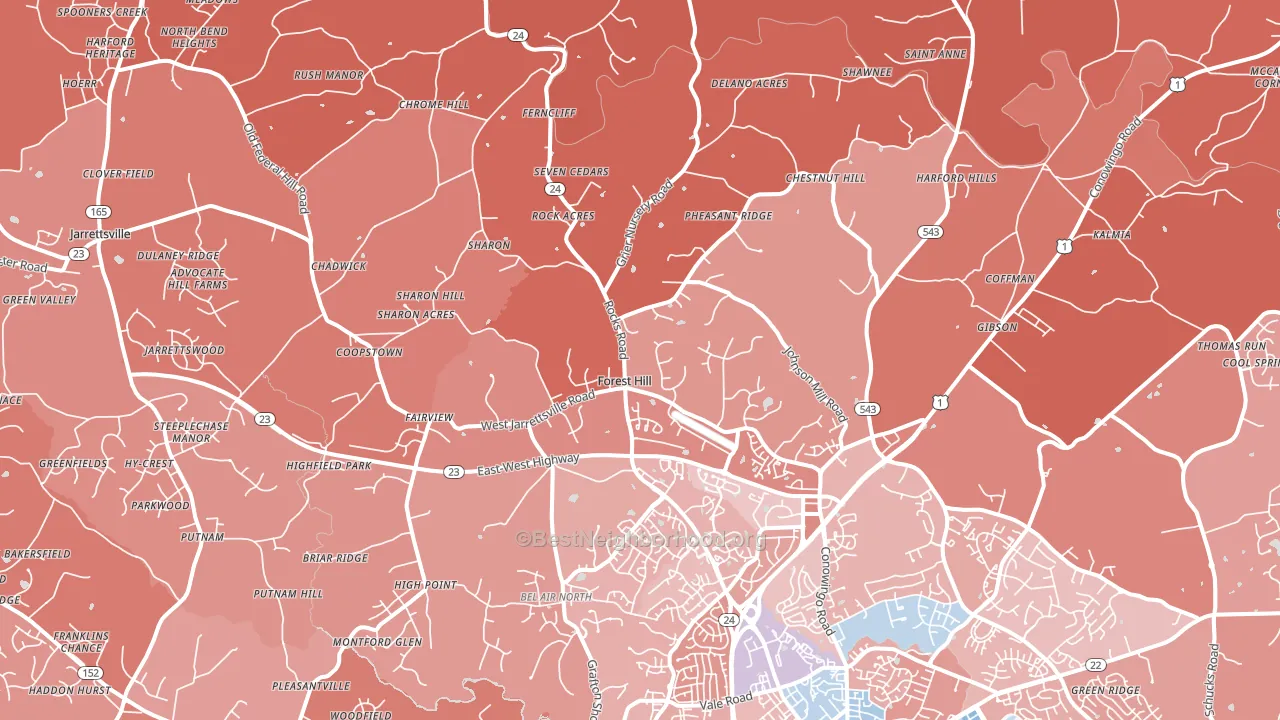 Forest Hill, MD block-group political-lean map