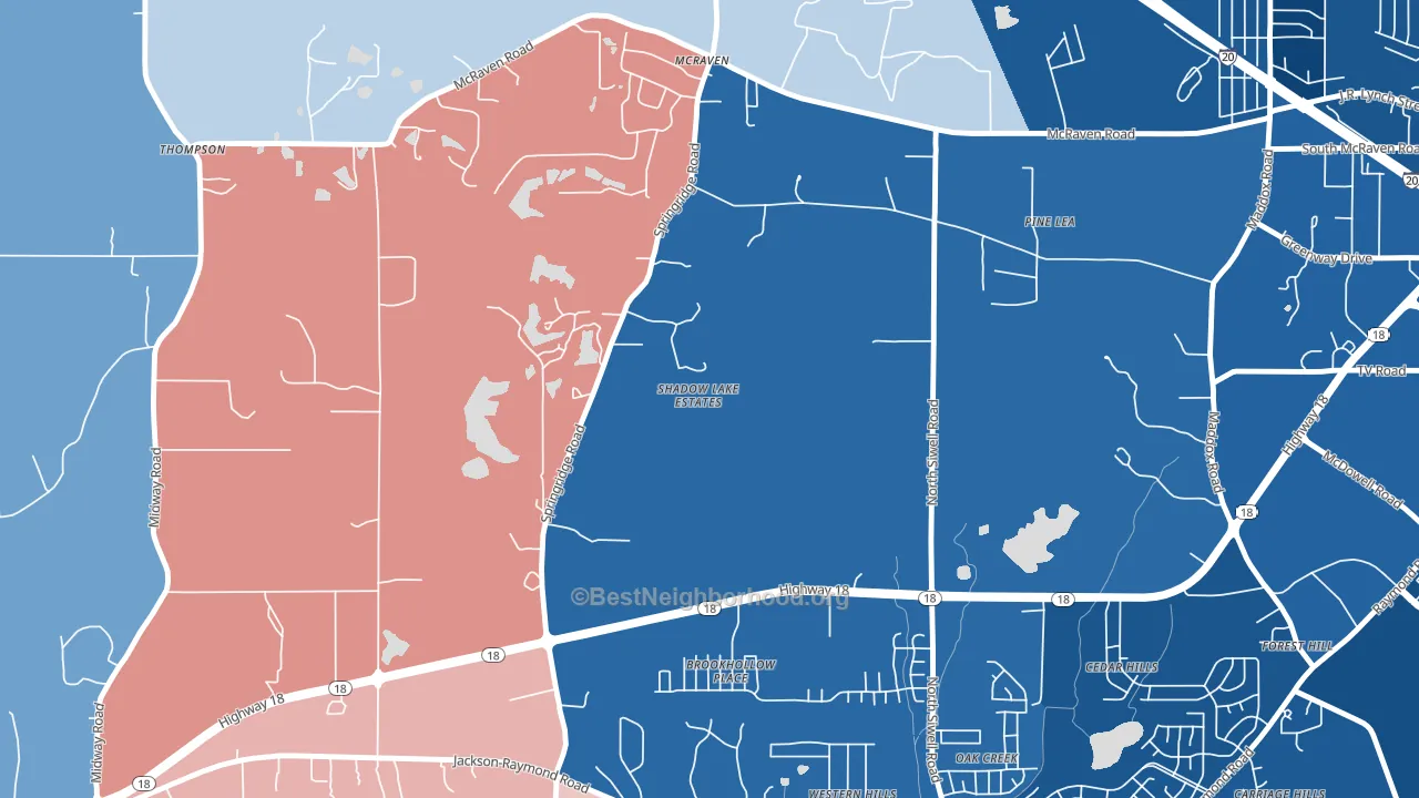 Forest Hill, MS block-group political-lean map