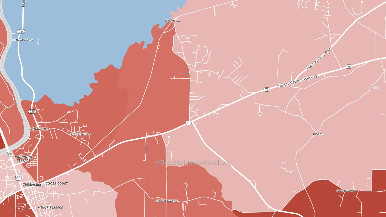 Forest Hills, AL block-group political-lean map