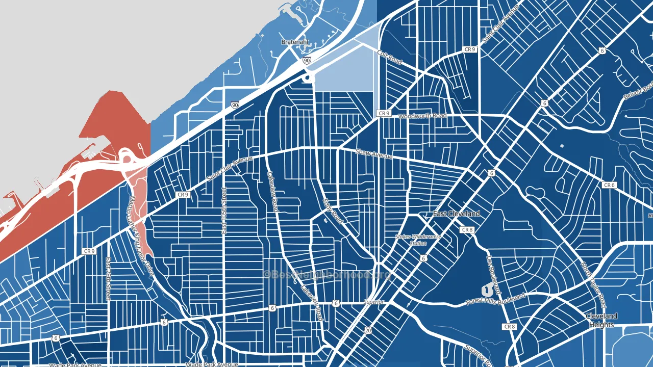 Forest Hills, Cleveland, OH block-group political-lean map