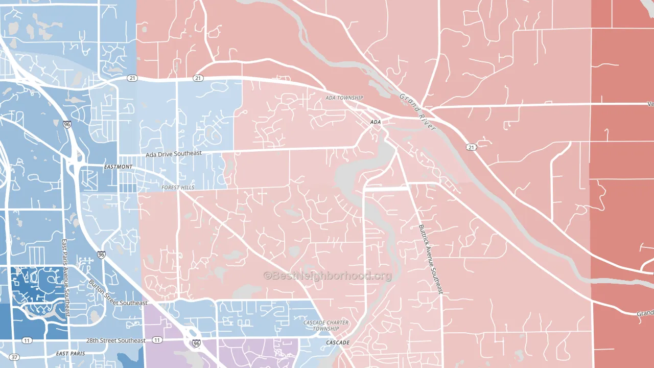 Forest Hills, MI block-group political-lean map