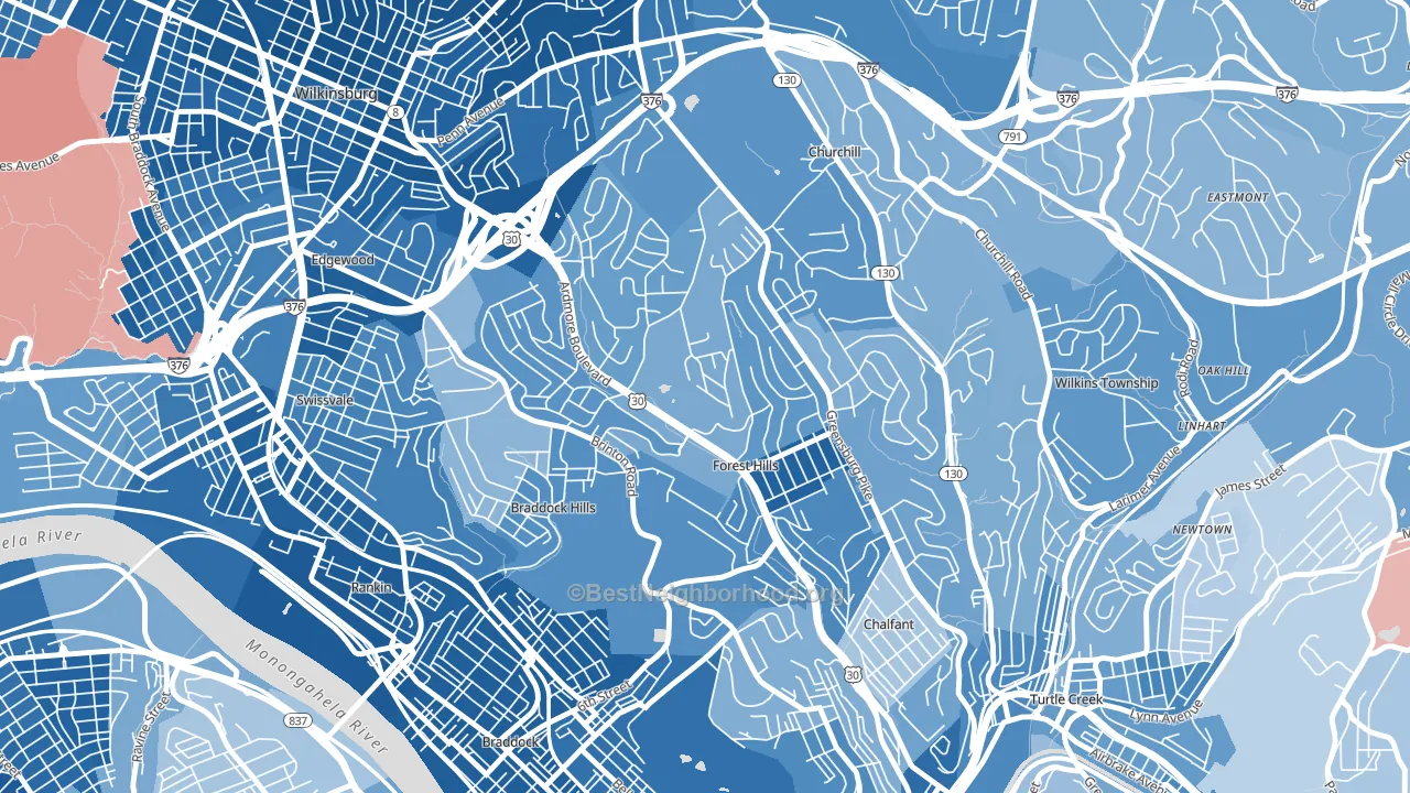 Forest Hills, PA block-group political-lean map